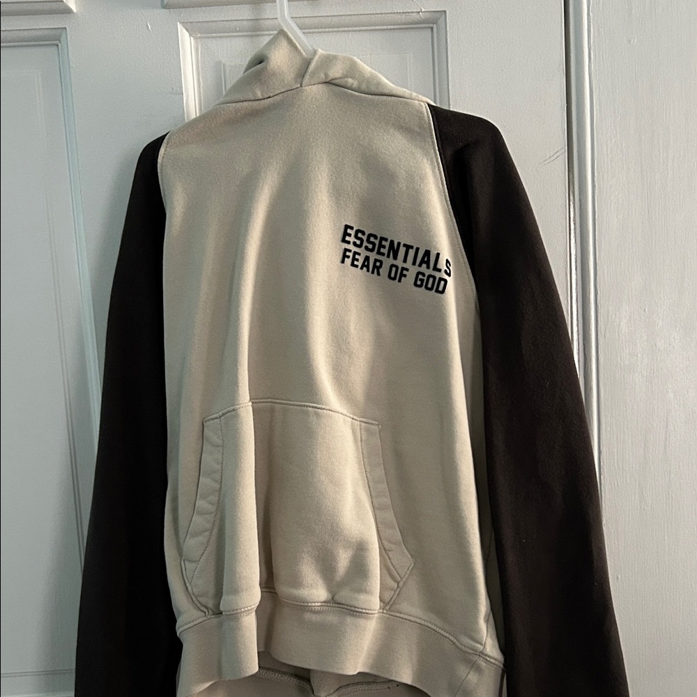 Essentials Cream and Black Hoodie